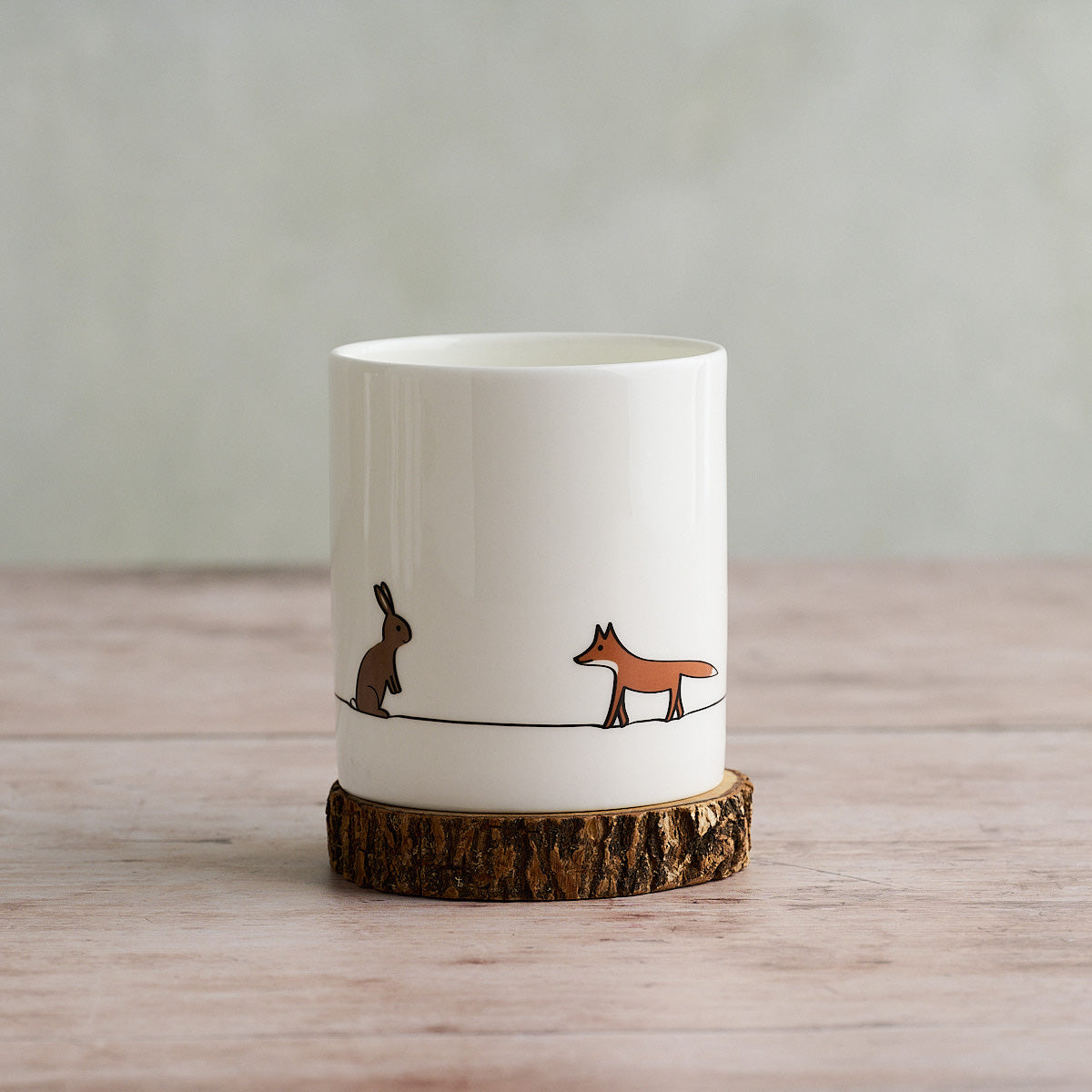 Woodland Collection Large Mug showing Rabbit and Fox