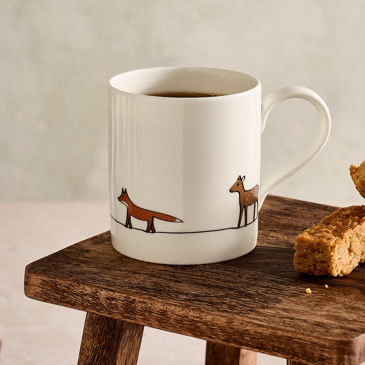 Woodland Collection Large Mug showing Fox and Deer with flapjack