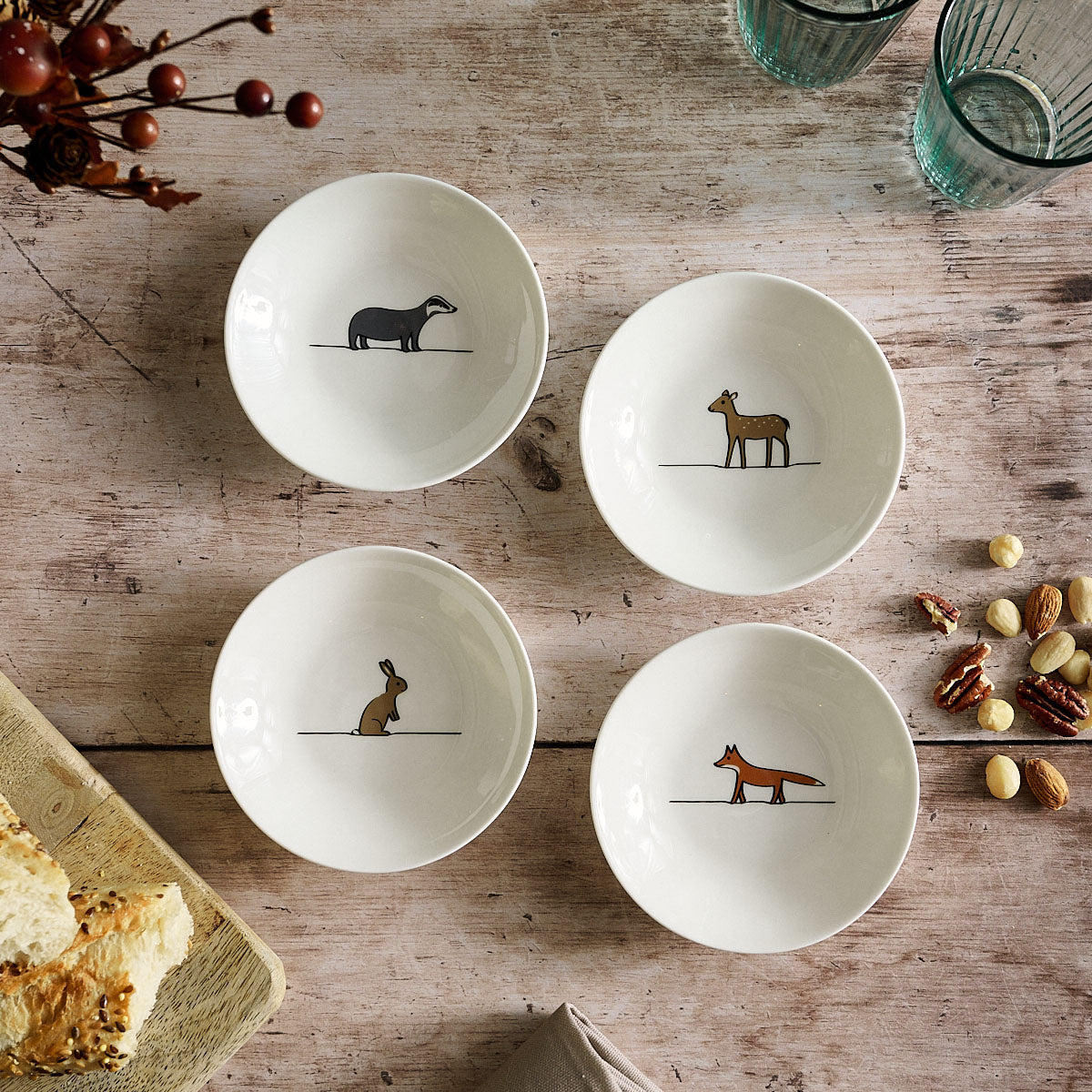 Woodland Collection Nibble Dishes, Set of Four