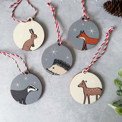 Woodland Collection Christmas Decorations Set of 5