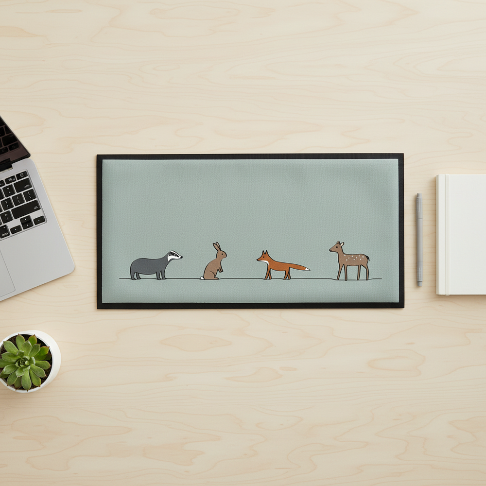 Woodland Desk Mat with Laptop - Overhead