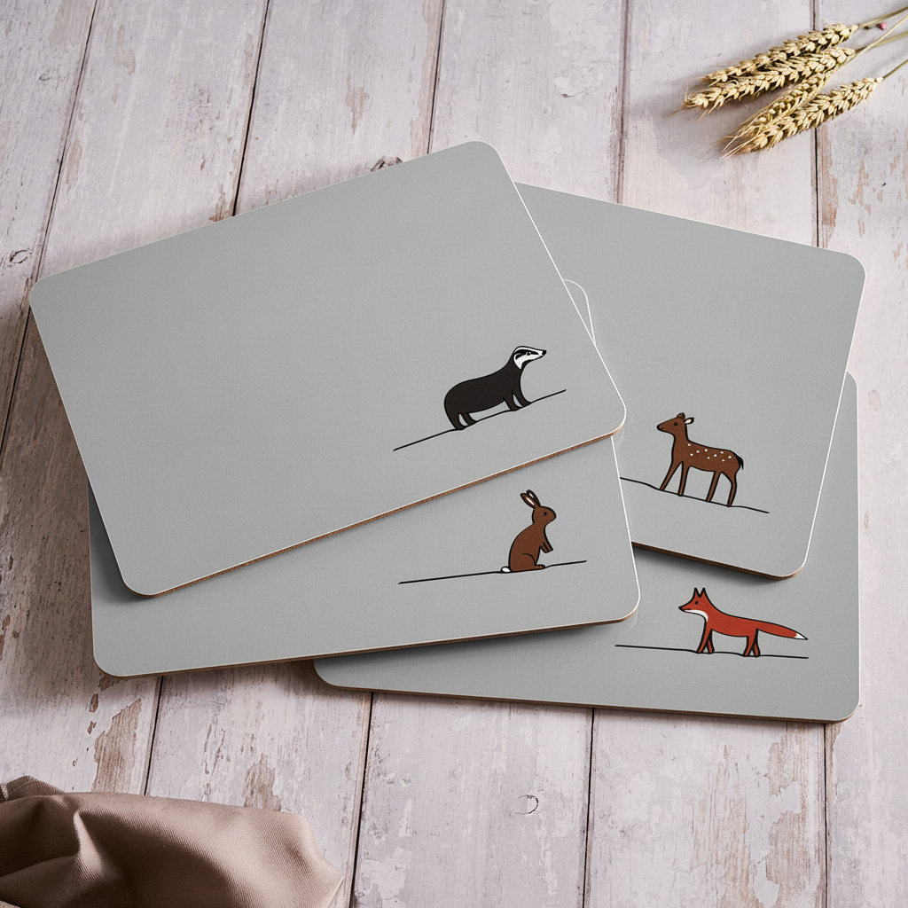 Woodland Placemats - Cool Light Grey