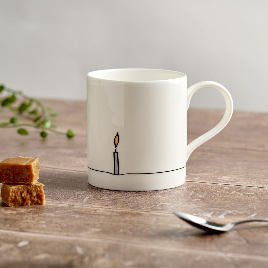 Candle Mug on Table with fudge