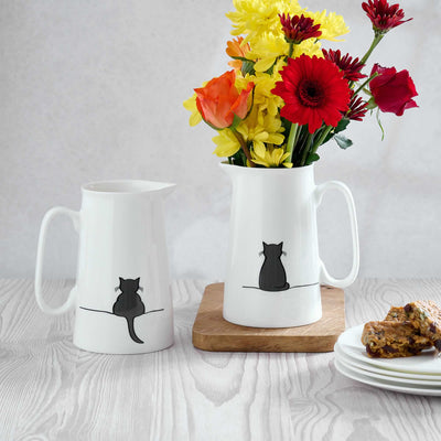 Large Cat Jug with Sitting Cat and Crouching Cat