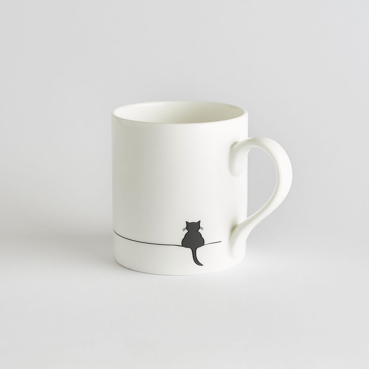 Crouching Cat Mug, Fine Bone China