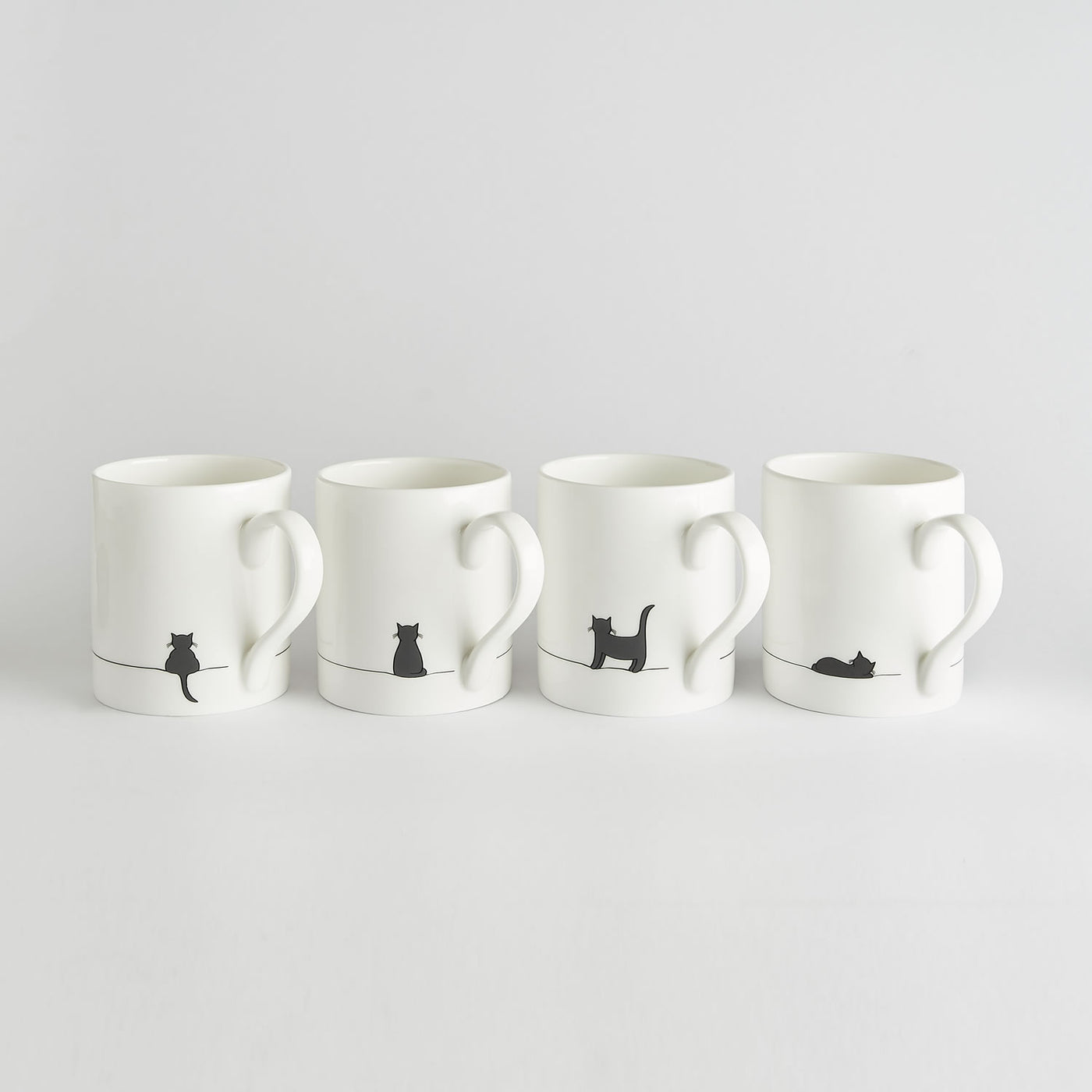 Cat Mugs, Set of Four