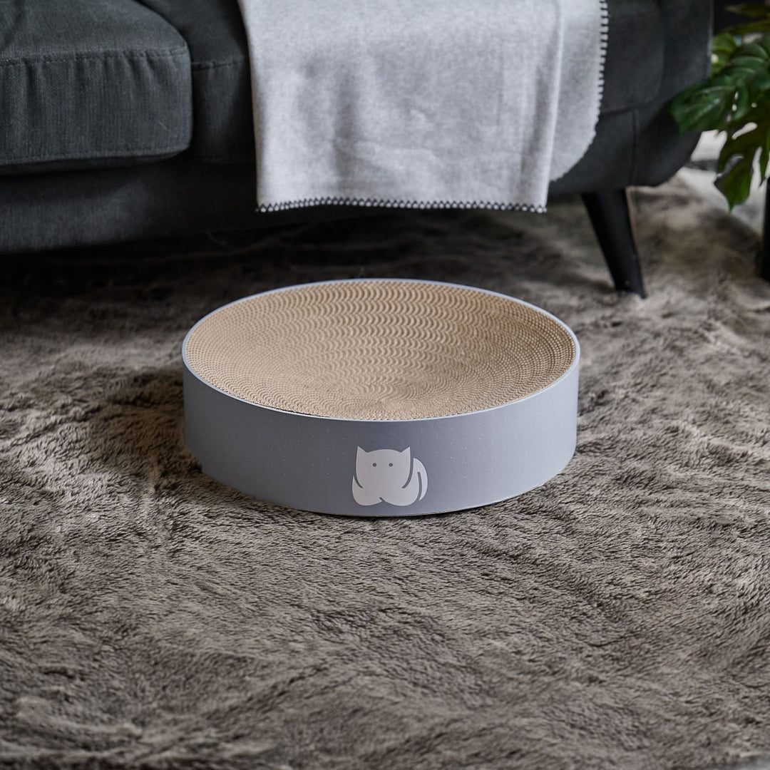 CatLoaf Luxury Round Cat Scratcher Bed 41cm, Mid Grey
