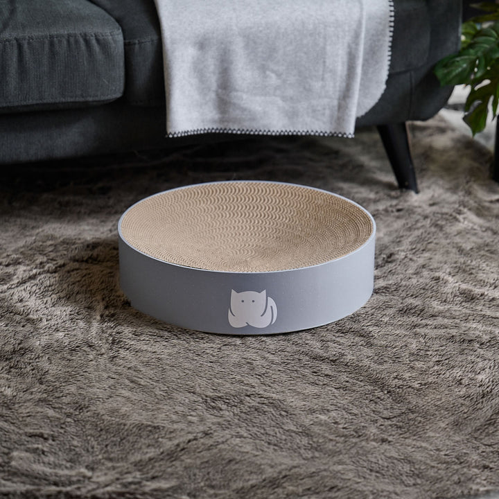 CatLoaf Luxury Round Cat Scratcher Bed 41cm, Mid Grey