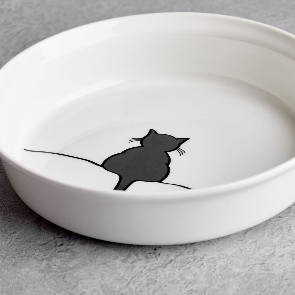 Cat Bowl with Crouching Cat