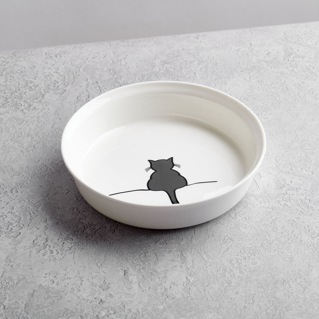 Cat Bowl with Crouching Cat
