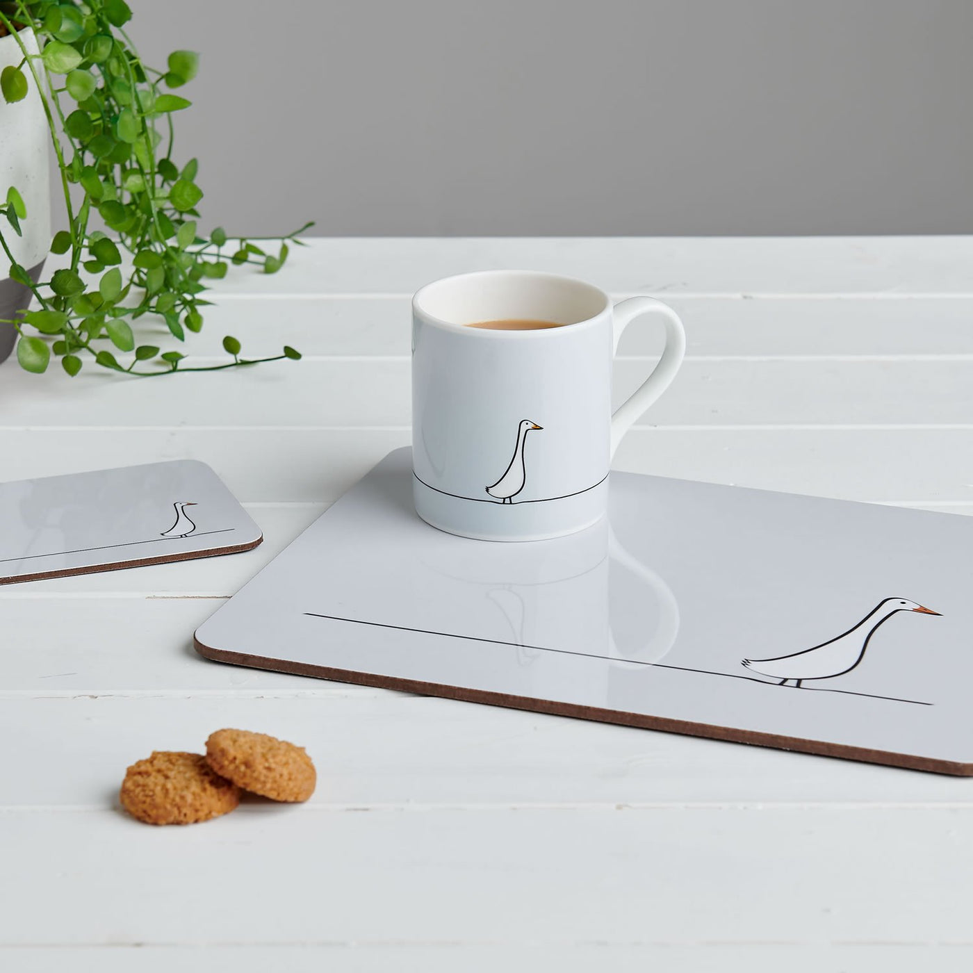 The Duck Collection including mug, placemats and coasters