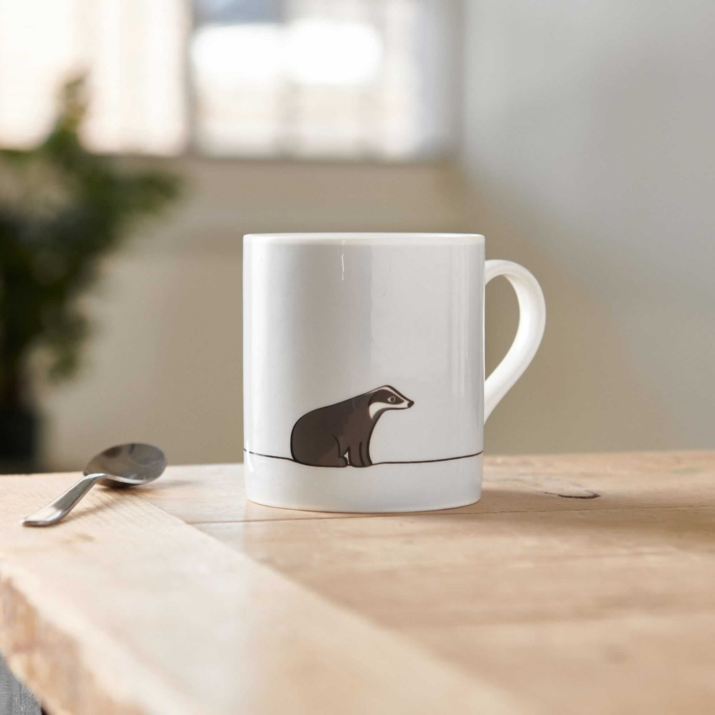 Badger Mug on table