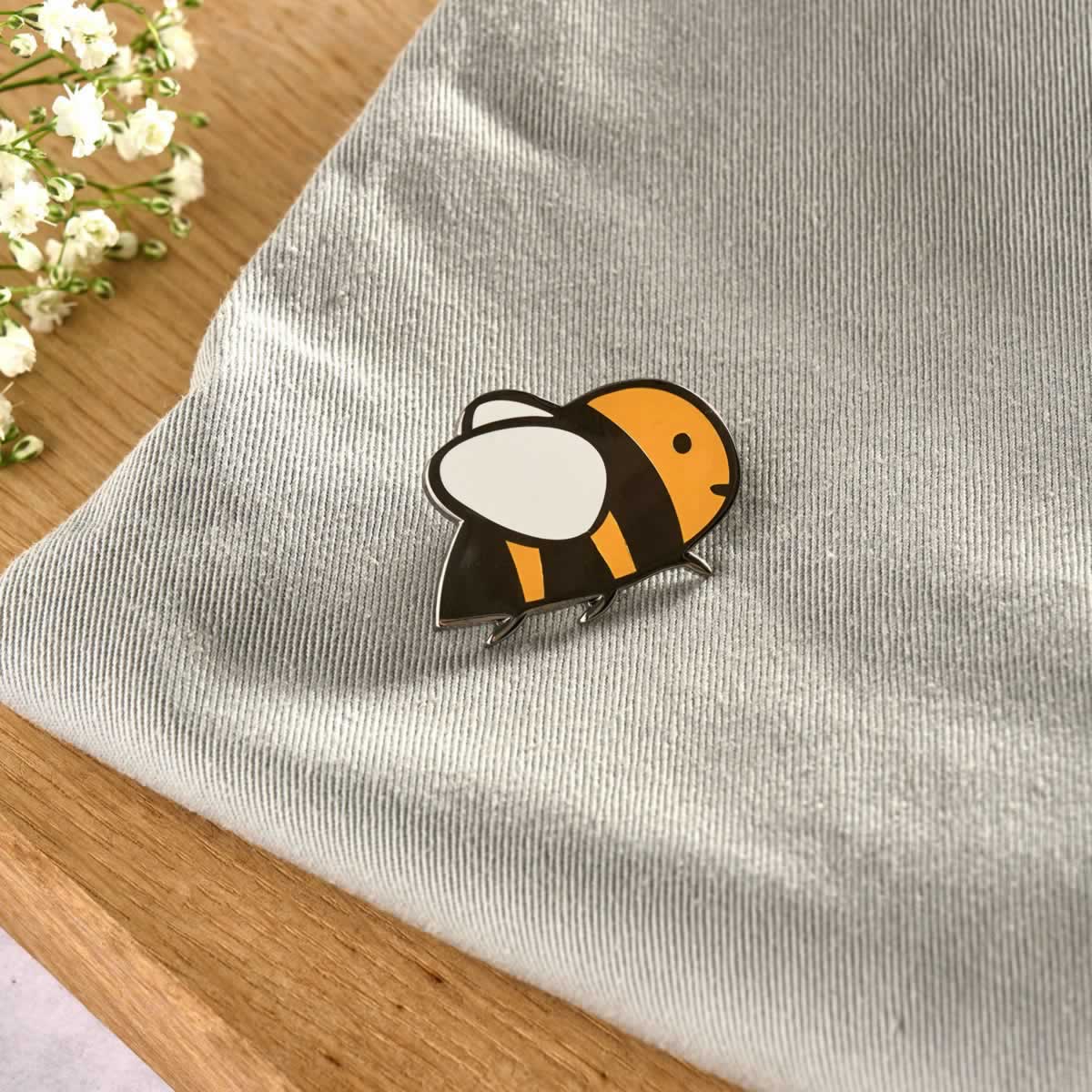 Bee Enamel Pin on bag