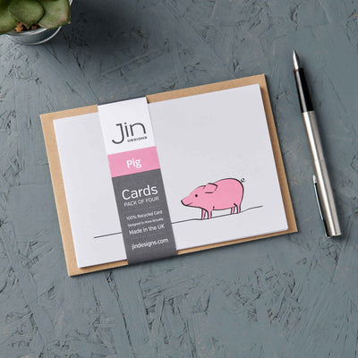 Pig Cards, Pack of Four