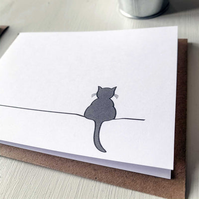 Crouching Cat Card, Close up