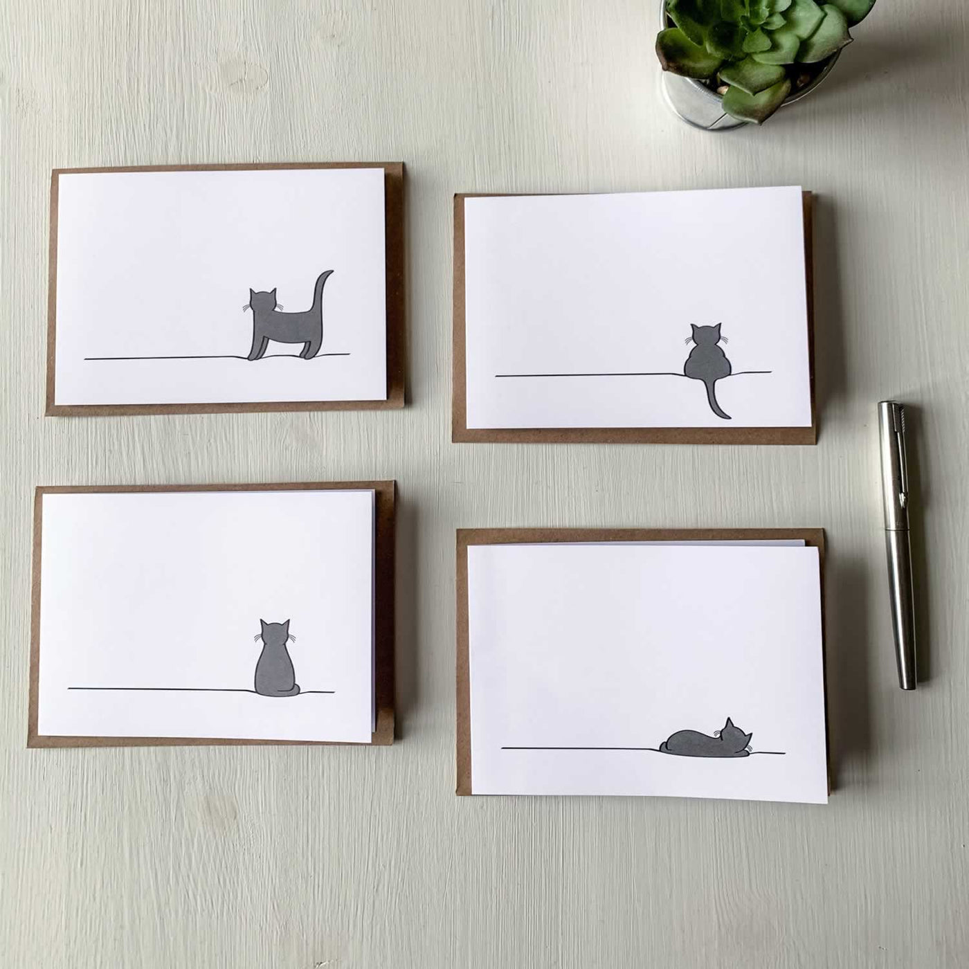 Cat Cards, Mixed Pack of Four