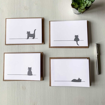 Cat Cards, Mixed Pack of Four