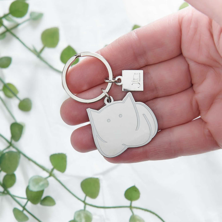 CatLoaf Silver Keyring in hand
