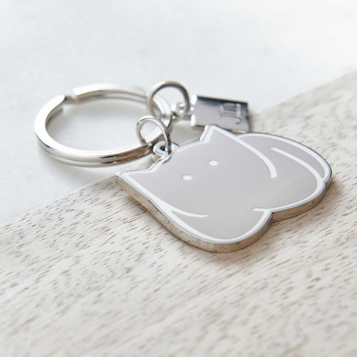CatLoaf Silver Keyring Close up
