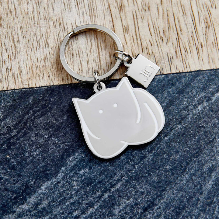 CatLoaf Silver Keyring with Enamel outline