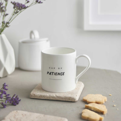 Cup of Patience Mug with biscuits