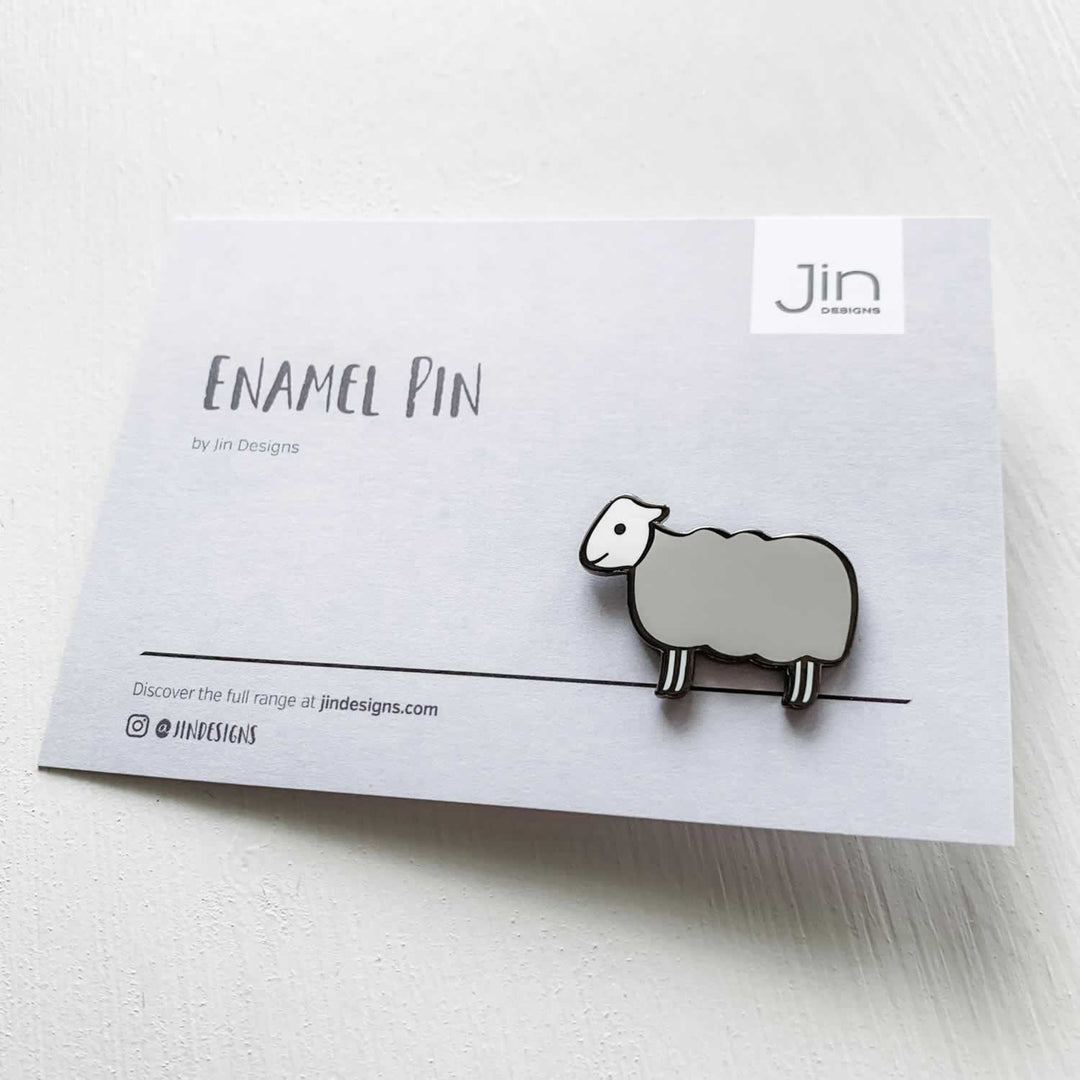 Sheep Enamel Pin with Backing Card