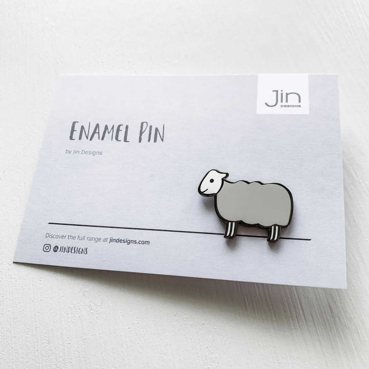 Sheep Enamel Pin with Backing Card