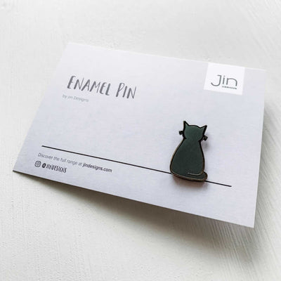 Sitting Cat Enamel Pin with Backing Card
