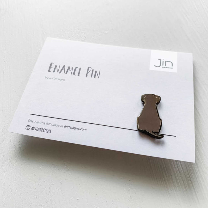 Sitting Dog Enamel Pin with Backing Card