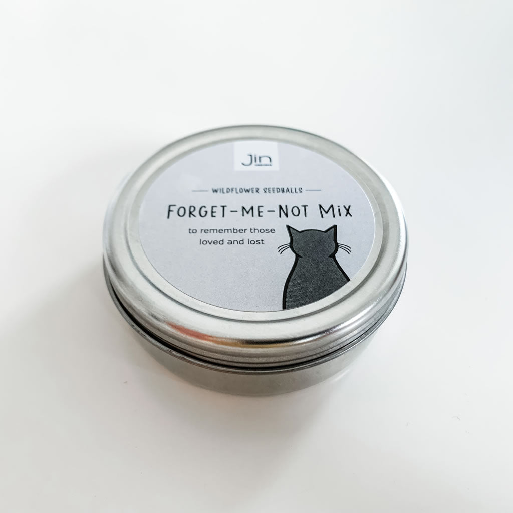 Forget-me-not Wildflower Seedballs with Sitting Cat
