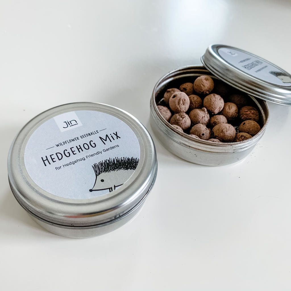 Hedgehog Mix Wildflower Seedballs in tin