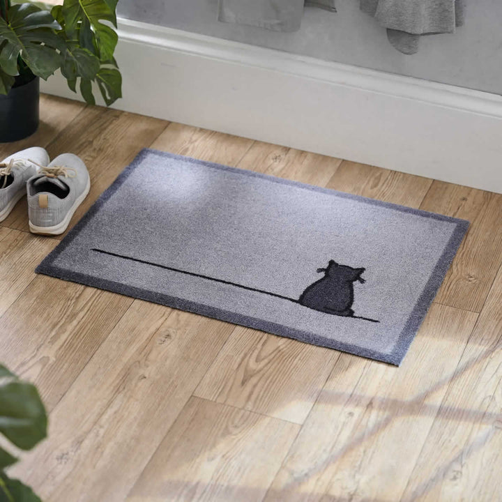 Sitting Cat Doormat in Hallway