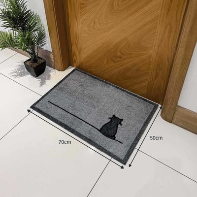 Sitting Cat Doormat with dimensions 50 x 70