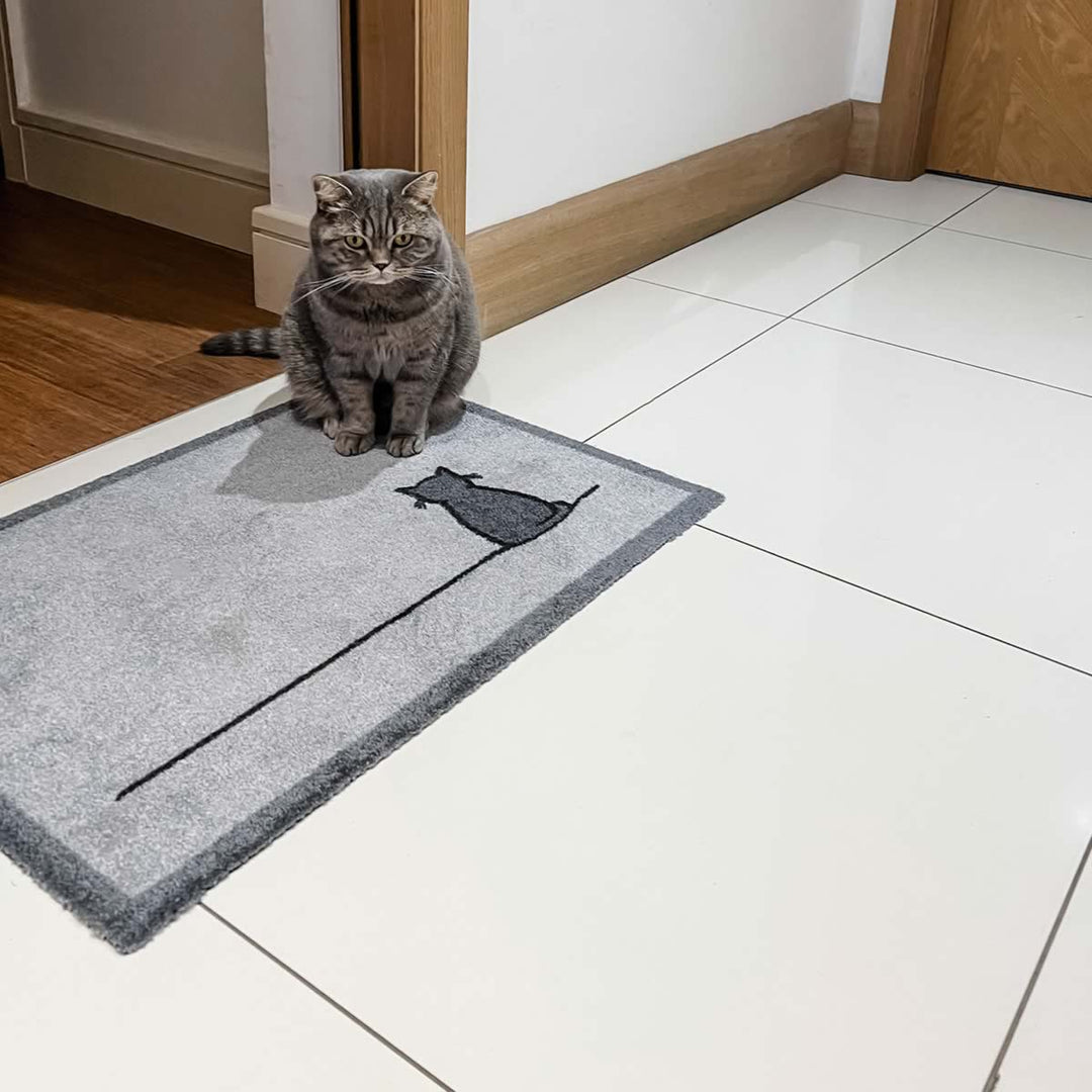 Sitting Cat Doormat with Pebbles the Cat