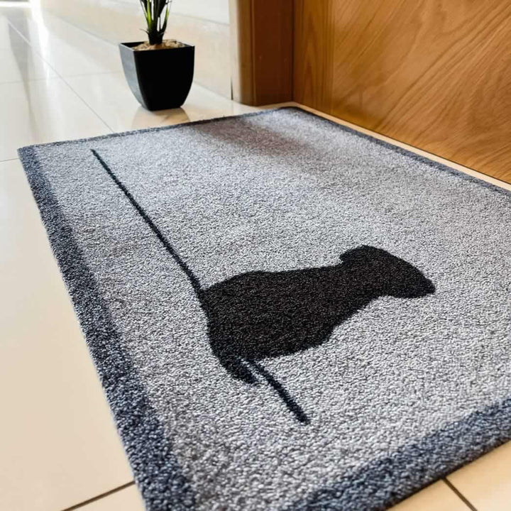 Sitting Dog Doormat Close Up