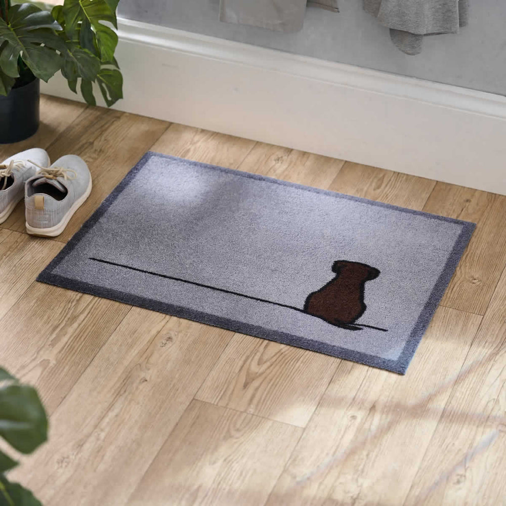 Sitting Dog Doormat in Hallway