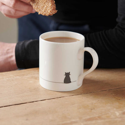 Sitting Cat Mug with dunking biscuit