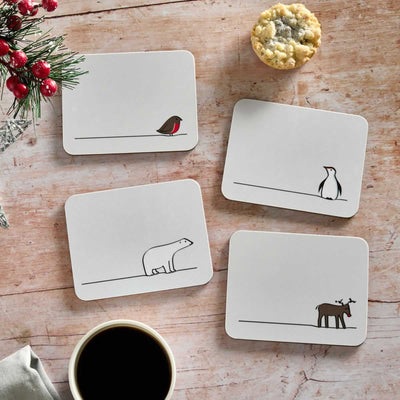 Winter Collection Coasters, Mixed Set of Four