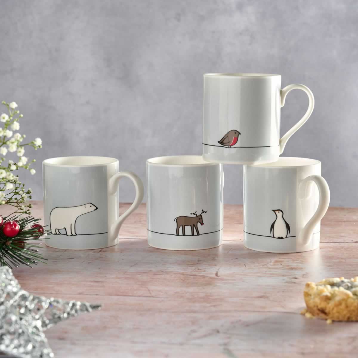 Winter Collection Mugs, Set of Four