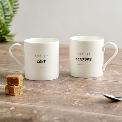 Love and Comfort Mug, Set of Two