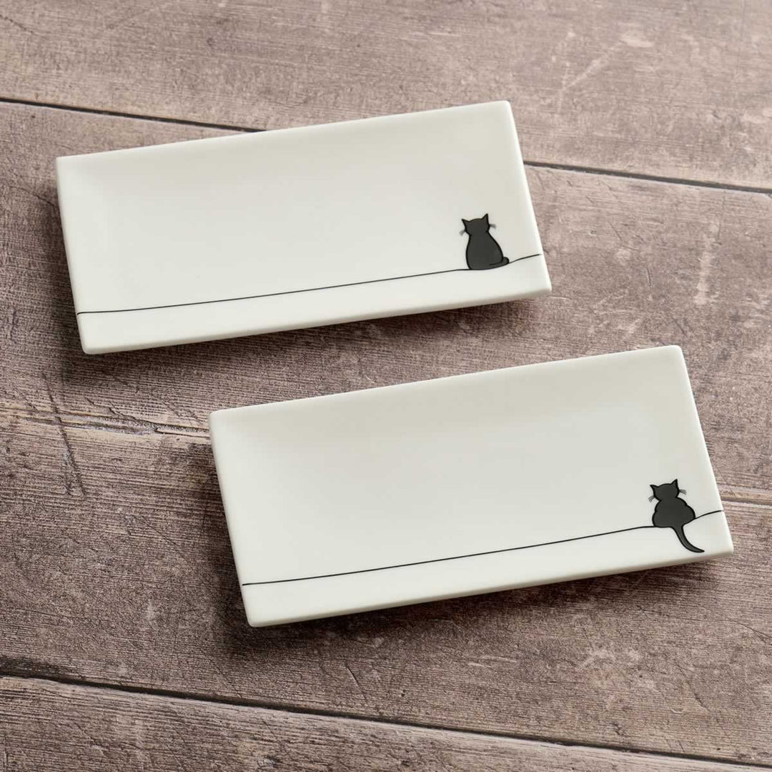 Cat Mini Trays, Set of Two A Delightful Fine Bone China Dish Set