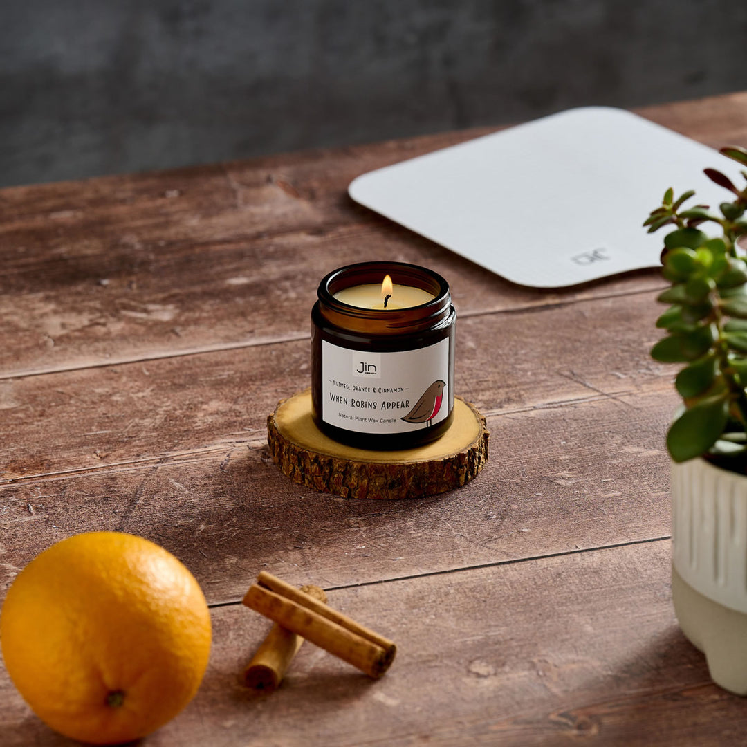 Nutmeg, orange and cinnamon candle - When Robins Appear