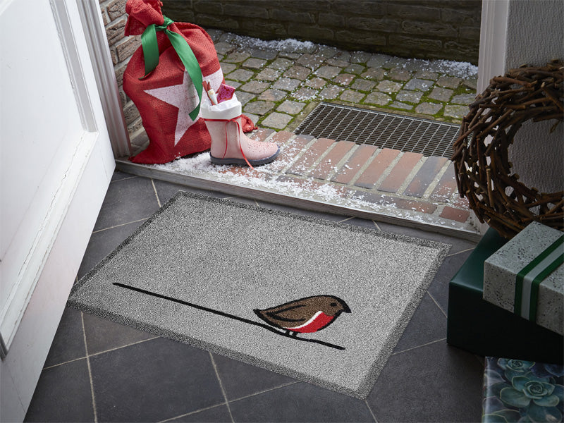 Robin Doormat at Christmas