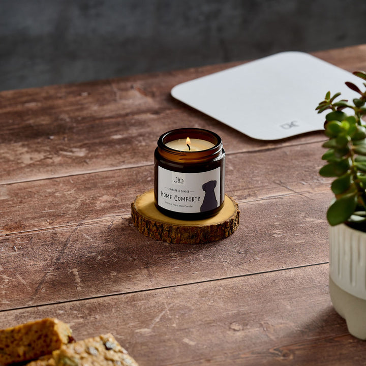 Sitting Dog Candle on table