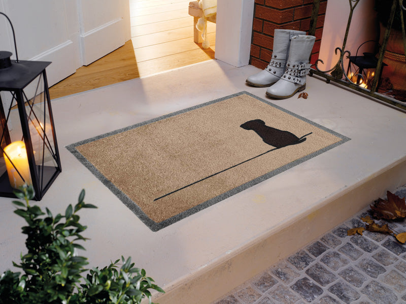 Sitting Dog Doormat in Porch