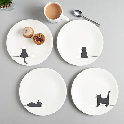 Cat Plates, Set of Four