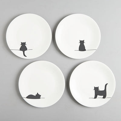 Cat Plates, Set of Four