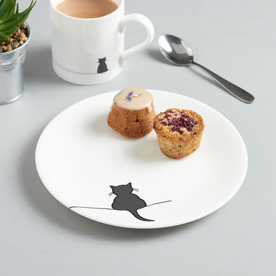 Crouching Cat Side Plate with Cake