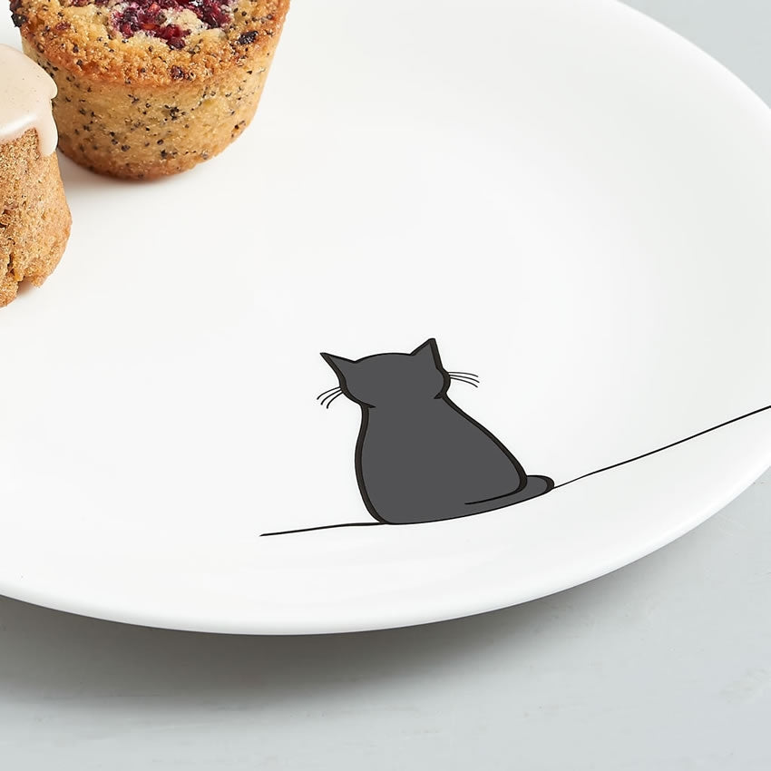 Sitting Cat Side Plate Close Up