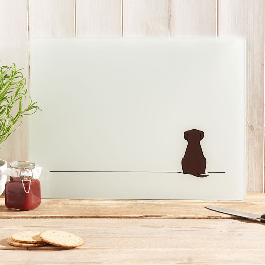 Sitting Dog Glass Chopping Board
